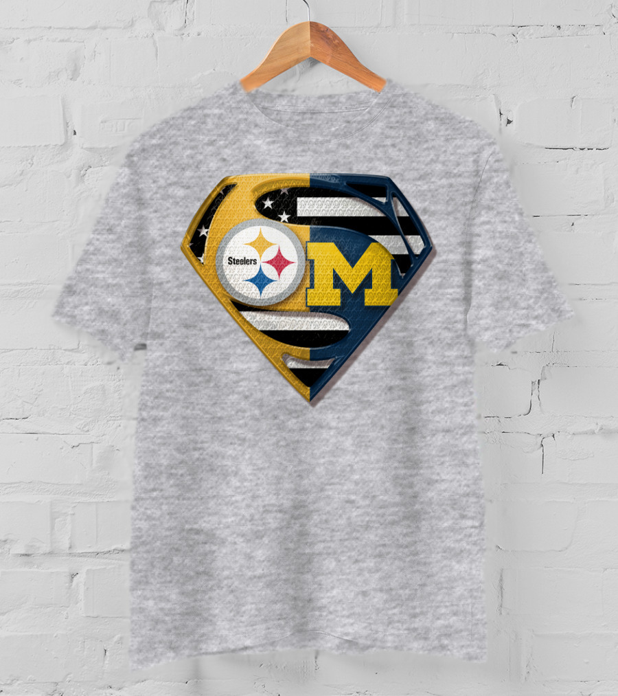 Steelers Michigan Wolverines Superman T-Shirt
