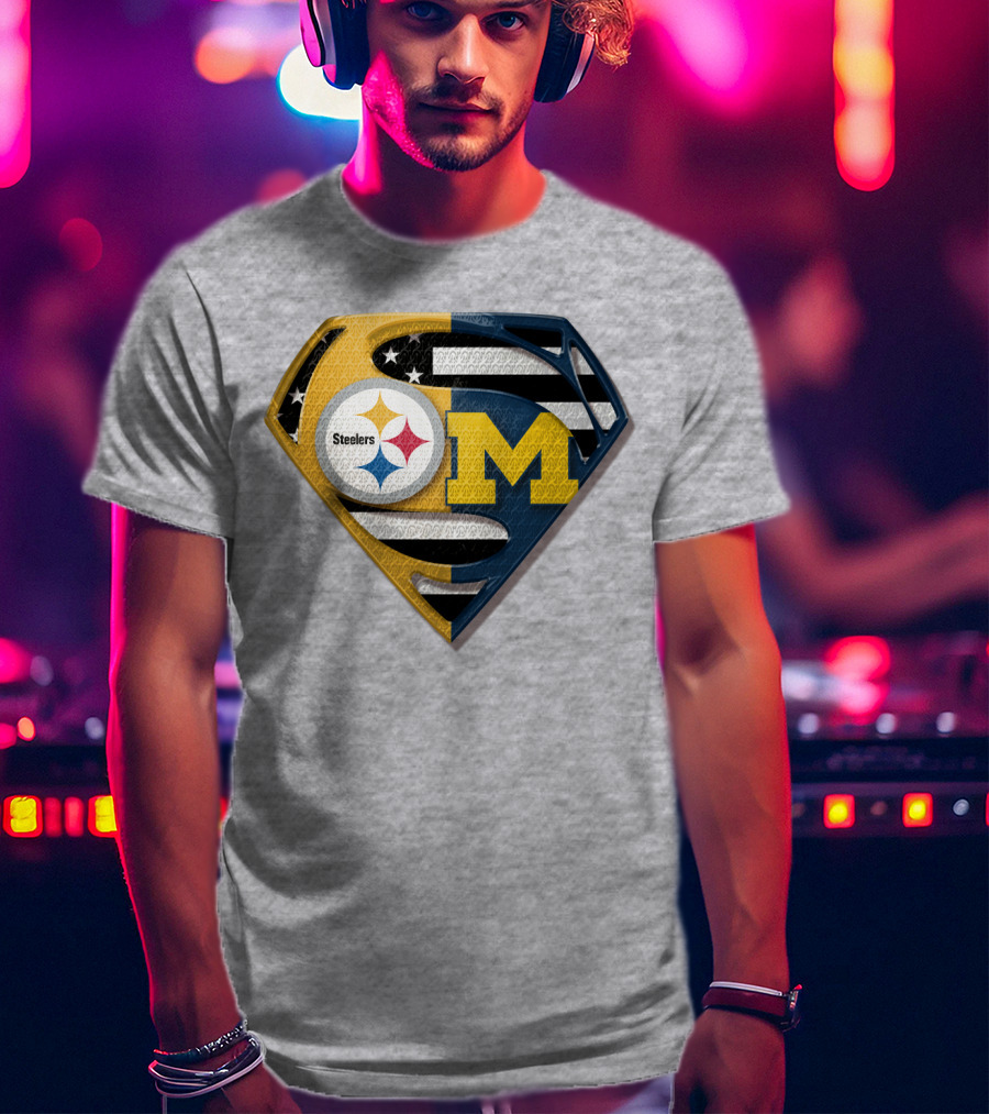 Steelers Michigan Wolverines Superman T-Shirt