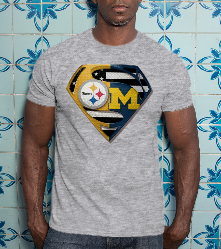 Steelers Michigan Wolverines Superman T-Shirt