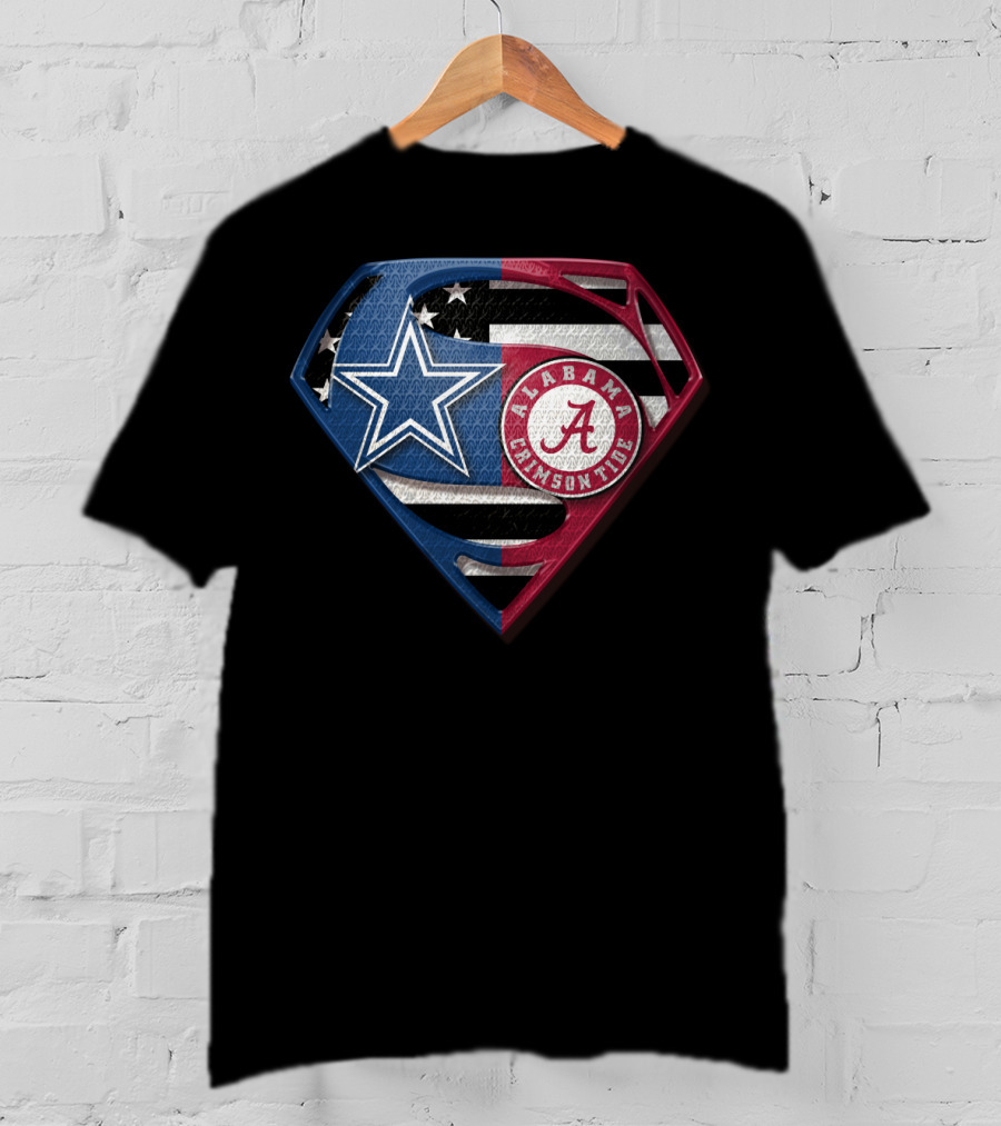Dallas Cowboys Alabama Crimson Tide Superman Shield T-Shirt