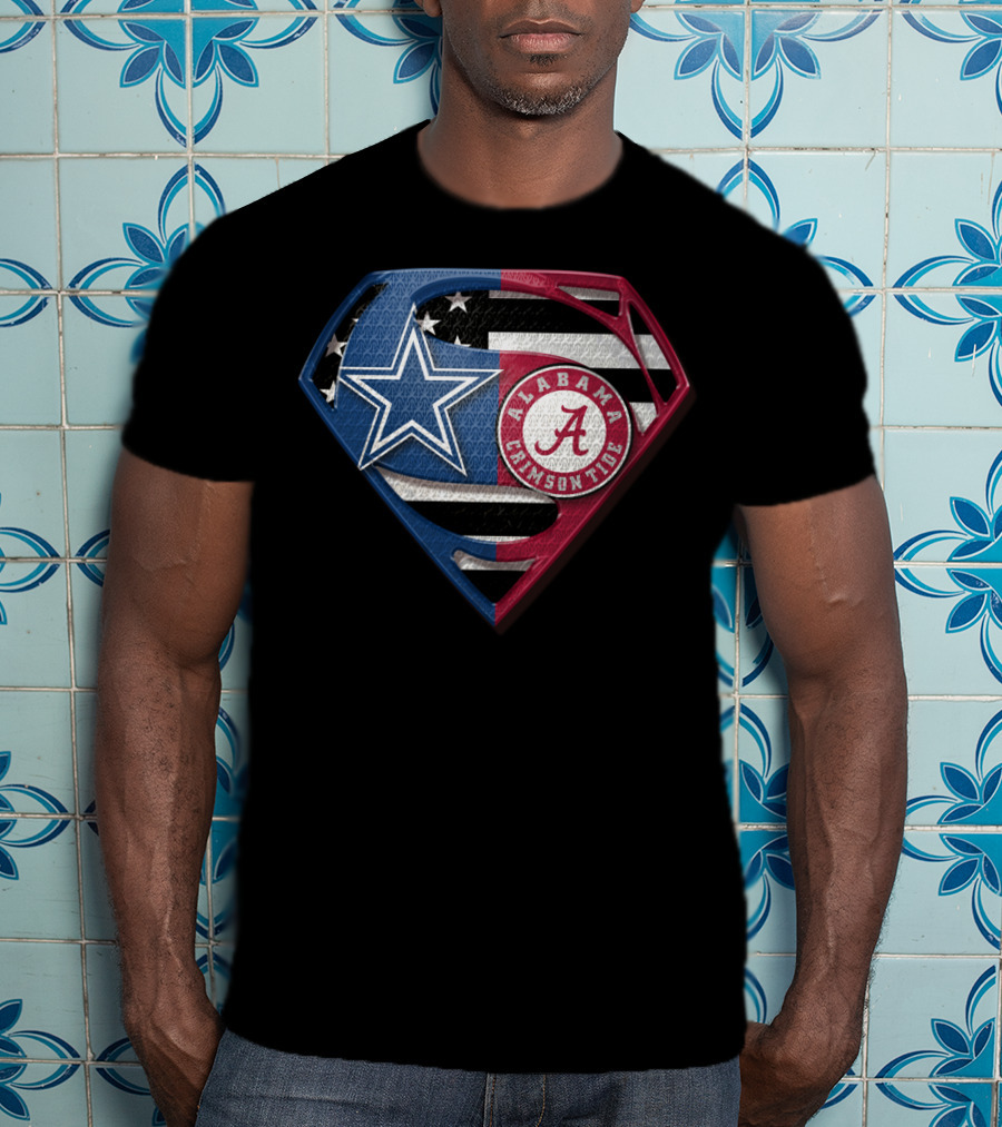 Dallas Cowboys Alabama Crimson Tide Superman Shield T-Shirt