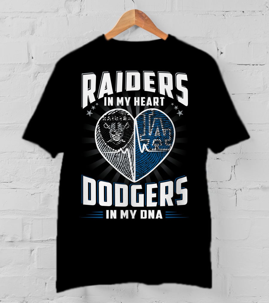 Raiders IN My Heart Dodgers IN My Dna Heartbeat T-Shirt