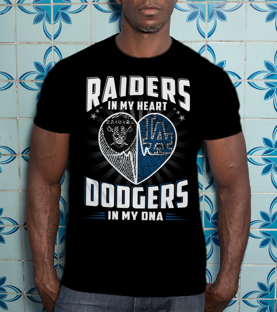 Raiders IN My Heart Dodgers IN My Dna Heartbeat T-Shirt