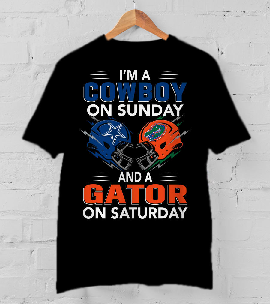I'm A Cowboy On Sunday And A Gator On Saturday Football Helmets T-Shirt