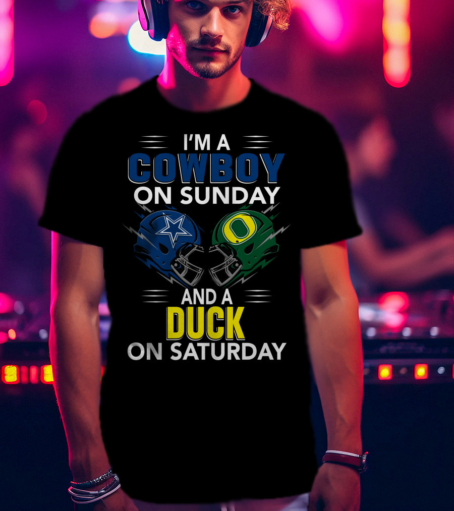 I'm A Cowboy On Sunday And A Duck On Saturday Football Helmets T-Shirt