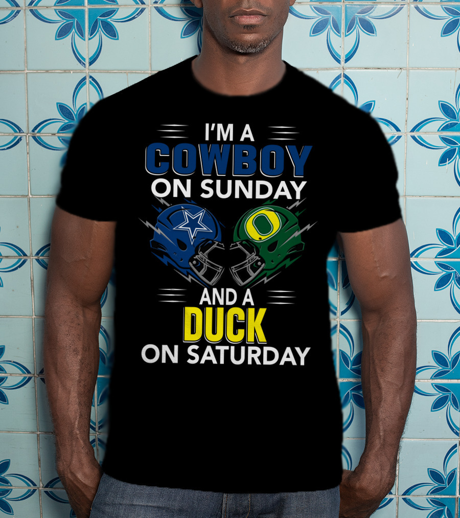 I'm A Cowboy On Sunday And A Duck On Saturday Football Helmets T-Shirt