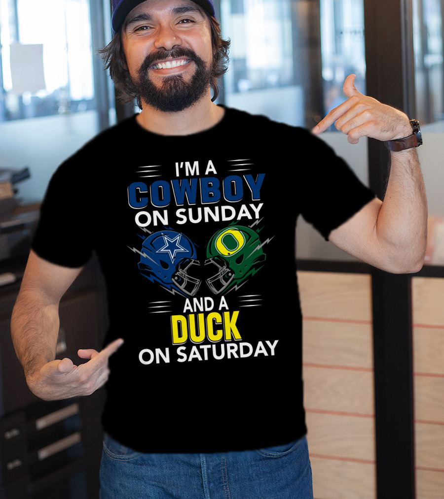 I'm A Cowboy On Sunday And A Duck On Saturday Football Helmets T-Shirt