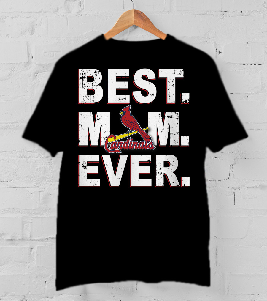 BEST MOM EVER STL Cardinals Bird On Bat T-Shirt