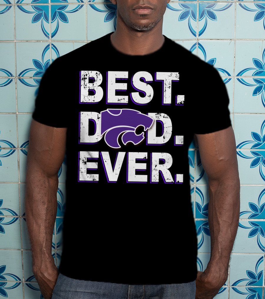 BEST DAD EVER Wildcat Logo Purple And White T-Shirt