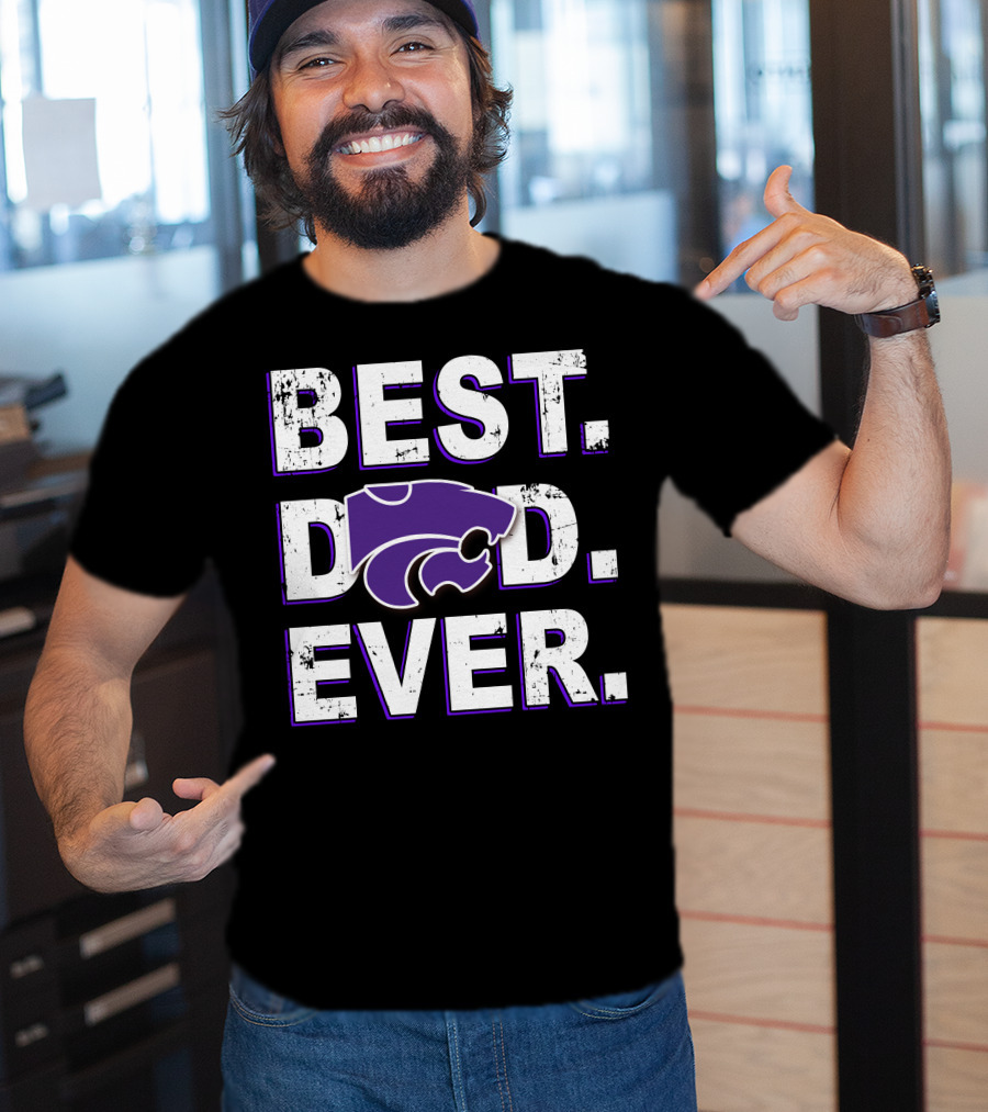 BEST DAD EVER Wildcat Logo Purple And White T-Shirt