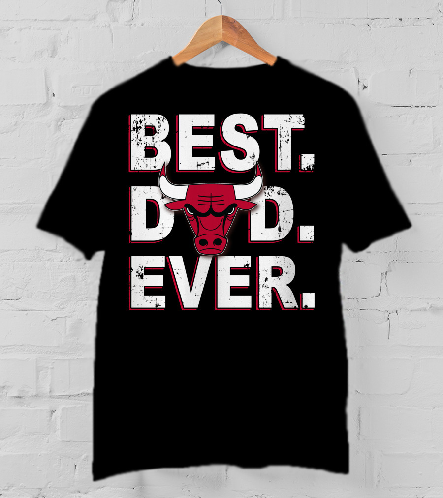 Best Dad Ever Chicago Bulls Logo Nba Basketball Fathers Day T-Shirt