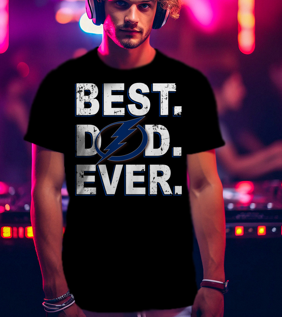 Best Dad Ever Bolts Lightning Hockey T-Shirt