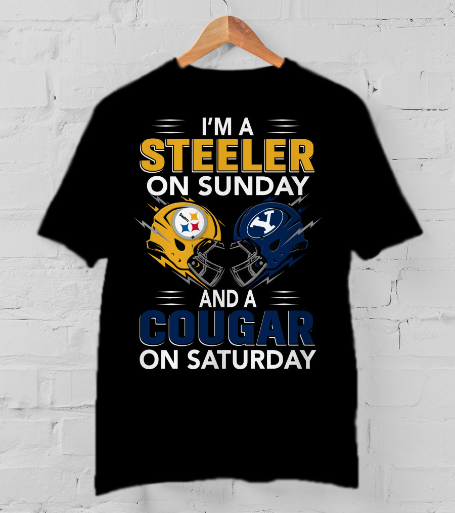 I'm A Steeler On Sunday And A Cougar On Saturday With Helmet Logos T-Shirt