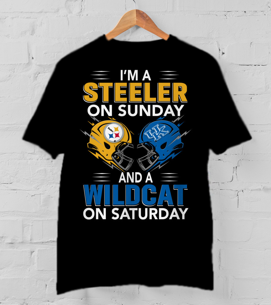 Steeler On Sunday Wildcat On Saturday Football Fan Pride Helmet T-Shirt