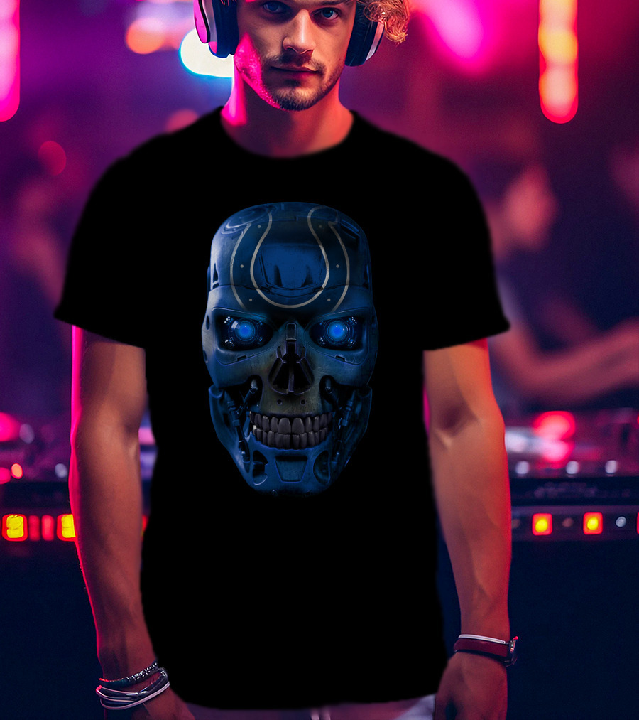 Colts Blue Cyber Skull T-Shirt