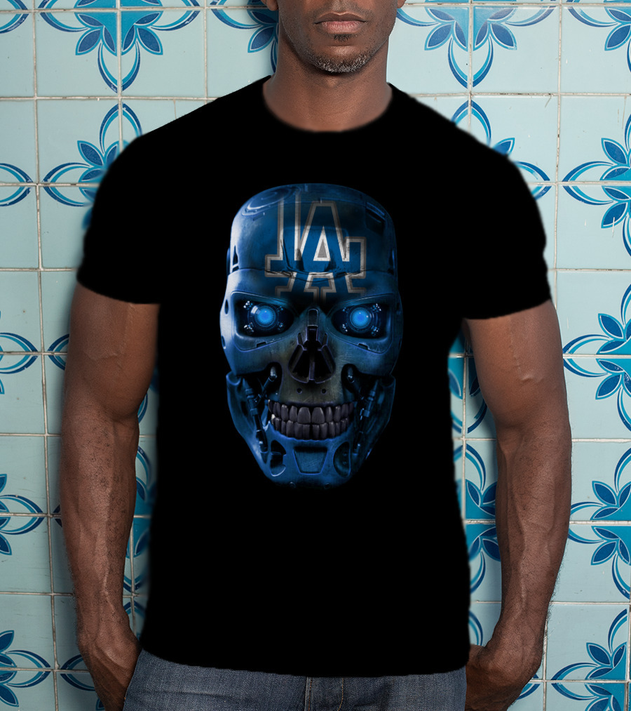 La Logo Robotic Skull Dodgers T-Shirt