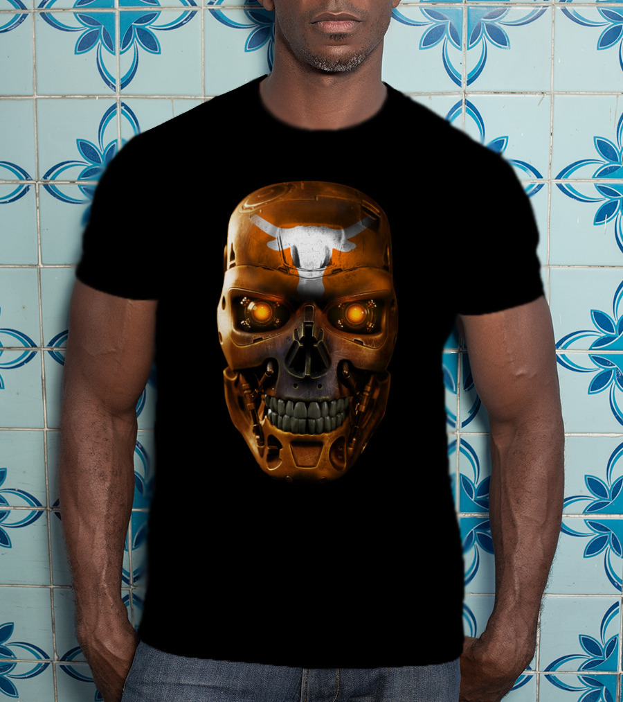 Skull With Glowing Eyes And Longhorn T-Shirt