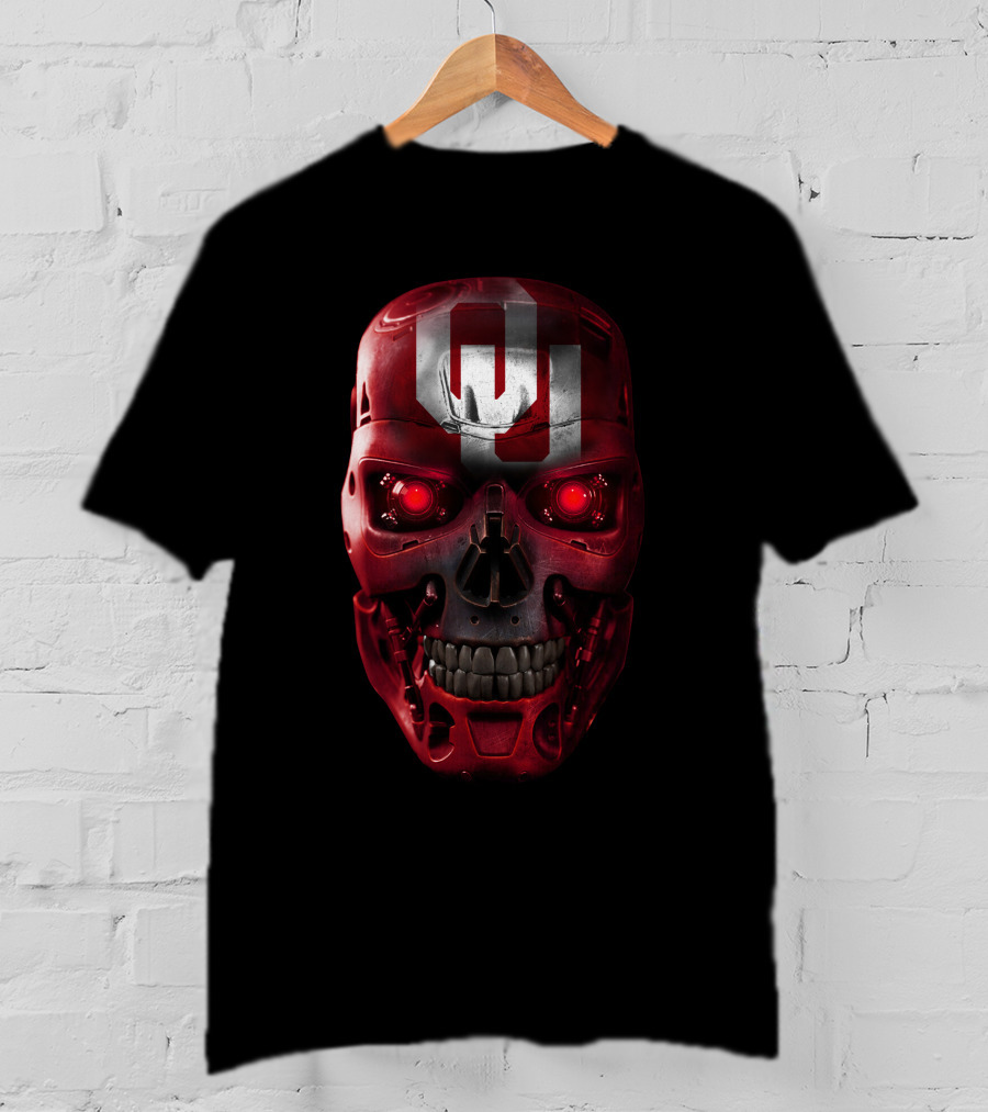 Skull Ou Red Robotic Terminator T-Shirt