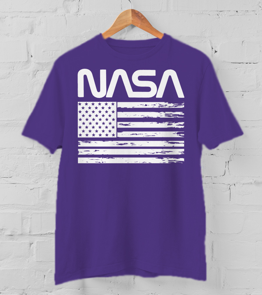 NASA Distressed American Flag Rocketry T-Shirt