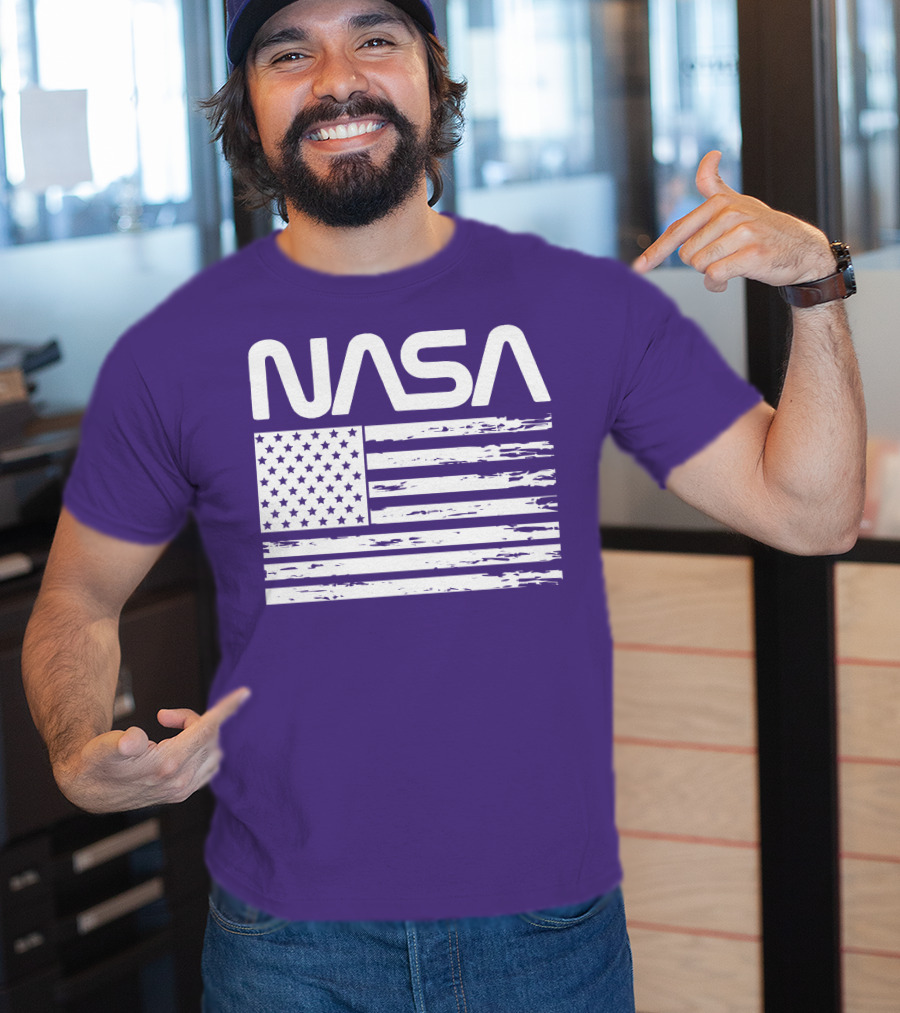NASA Distressed American Flag Rocketry T-Shirt