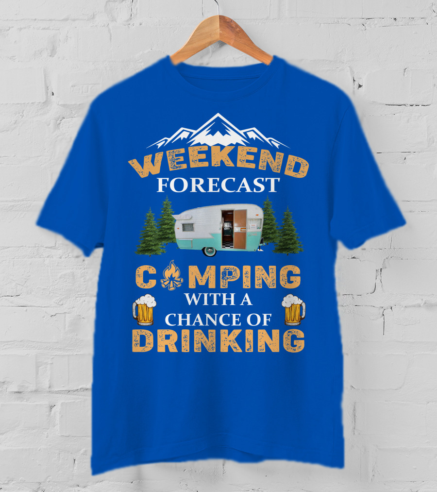 Weekend Forecast Camping Drinking Shasta COMPACT Trailer T-Shirt