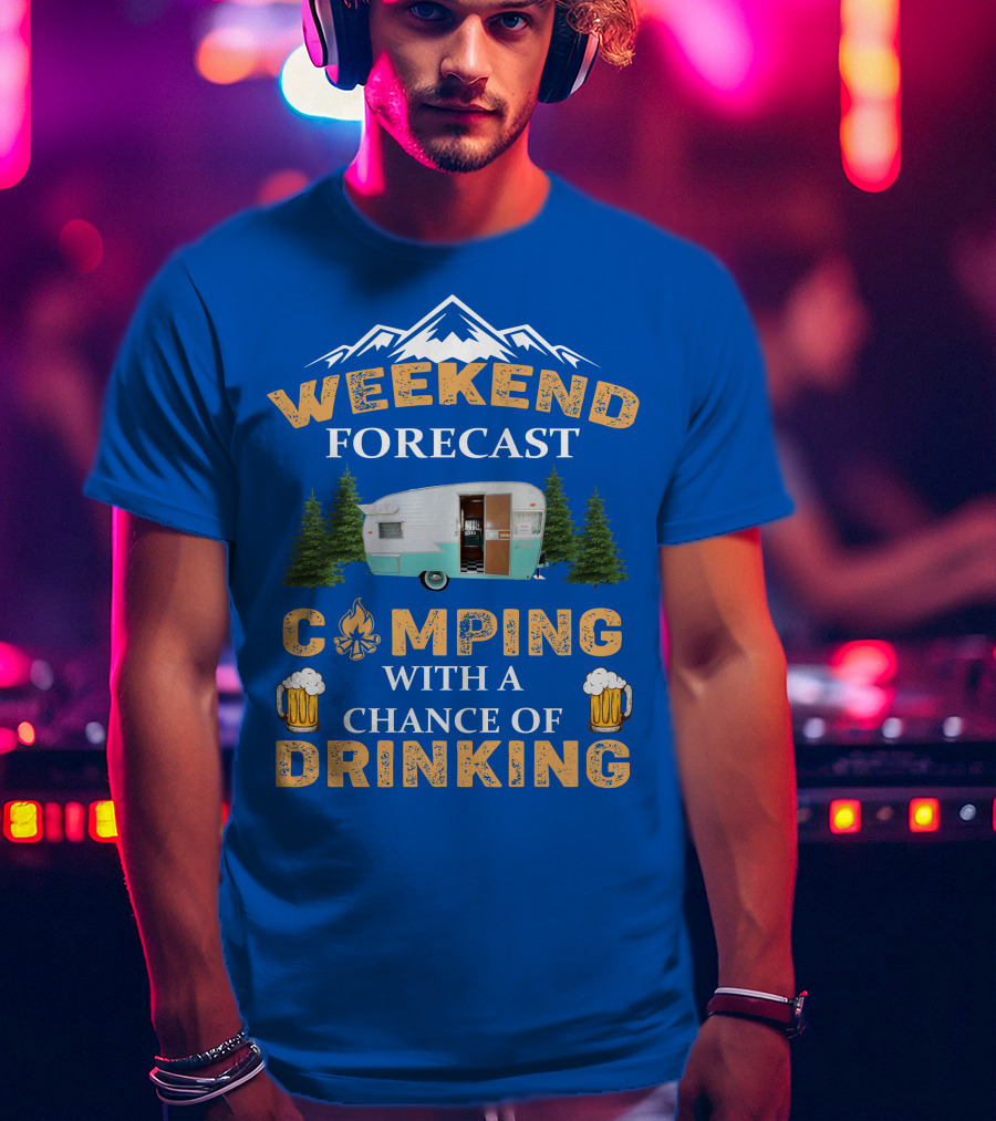 Weekend Forecast Camping Drinking Shasta COMPACT Trailer T-Shirt