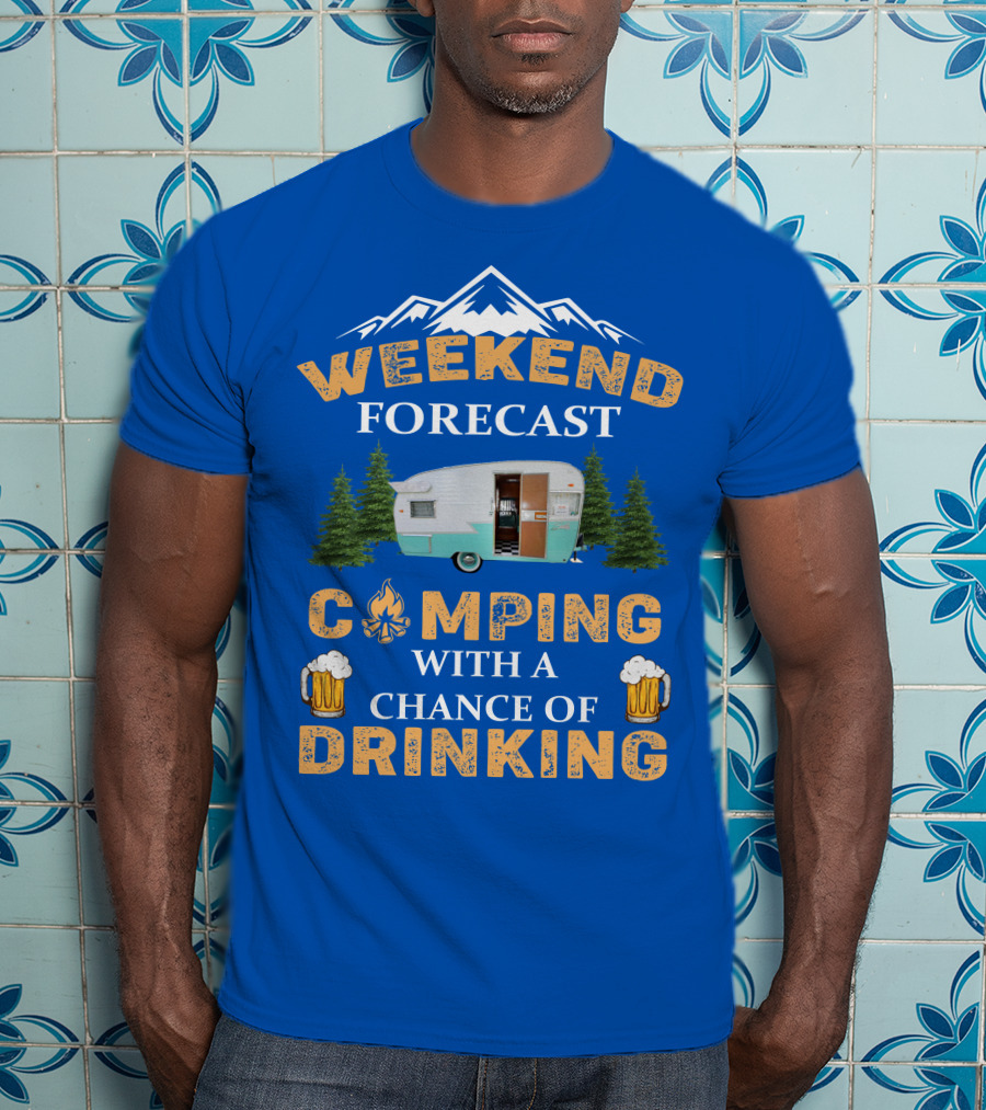 Weekend Forecast Camping Drinking Shasta COMPACT Trailer T-Shirt