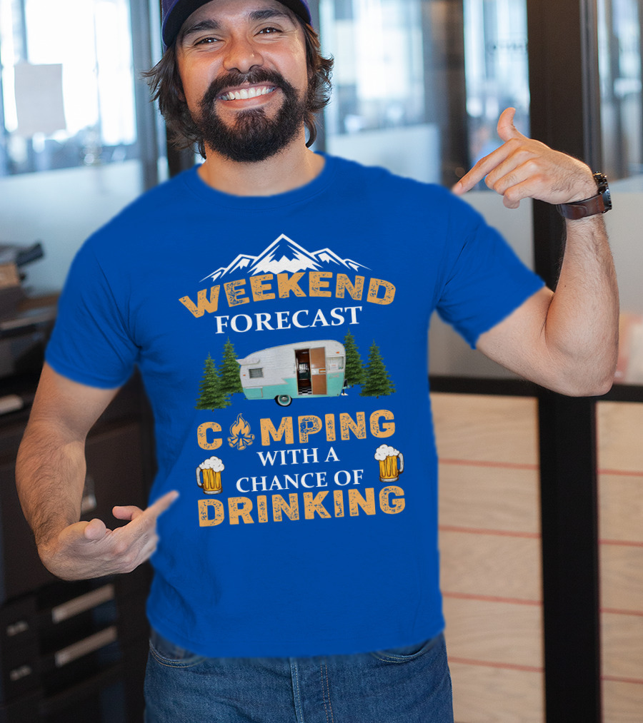 Weekend Forecast Camping Drinking Shasta COMPACT Trailer T-Shirt