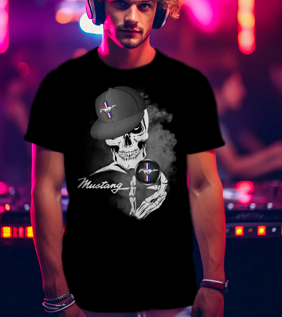 Mustang Skull With Hat And Car T-Shirt