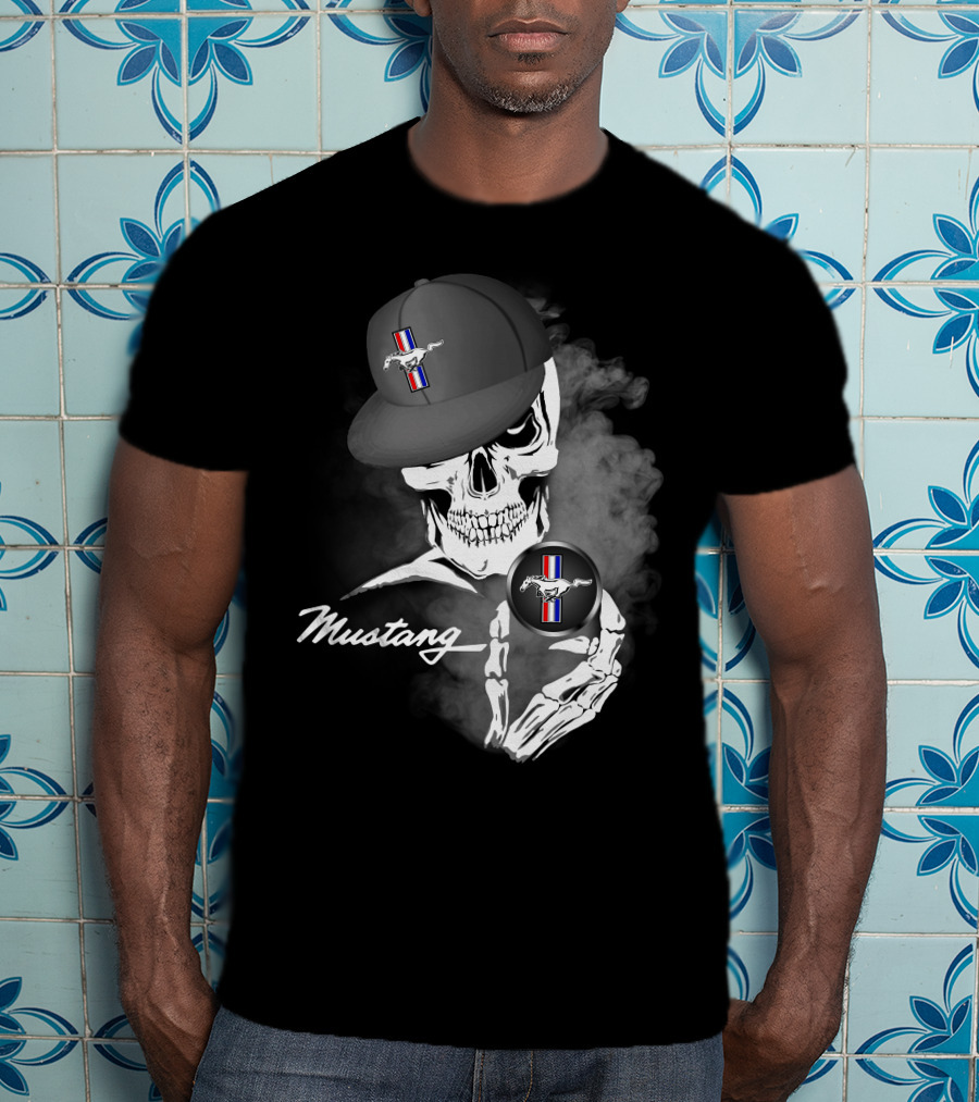 Mustang Skull With Hat And Car T-Shirt