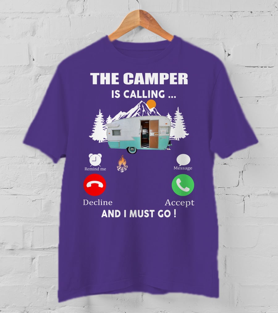 The Camper Is Calling And I Must Go Vintage Shasta Compact Trailers T-Shirt