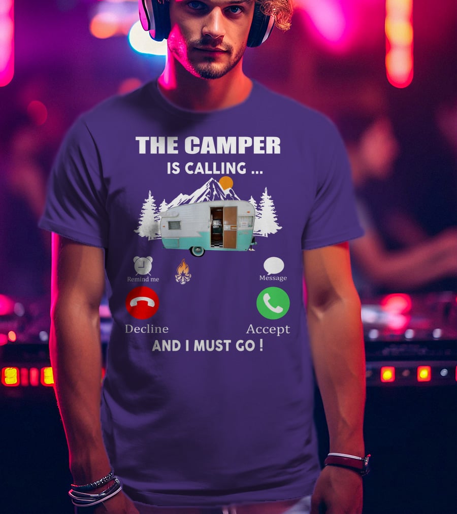 The Camper Is Calling And I Must Go Vintage Shasta Compact Trailers T-Shirt