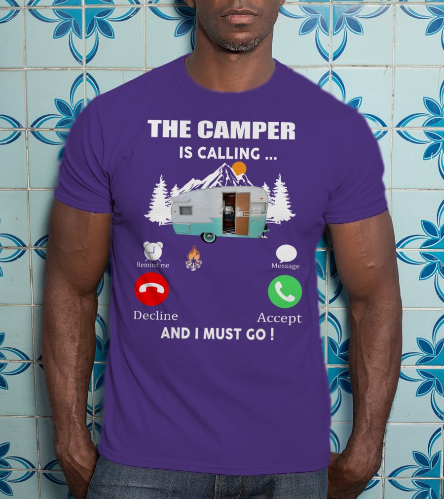 The Camper Is Calling And I Must Go Vintage Shasta Compact Trailers T-Shirt