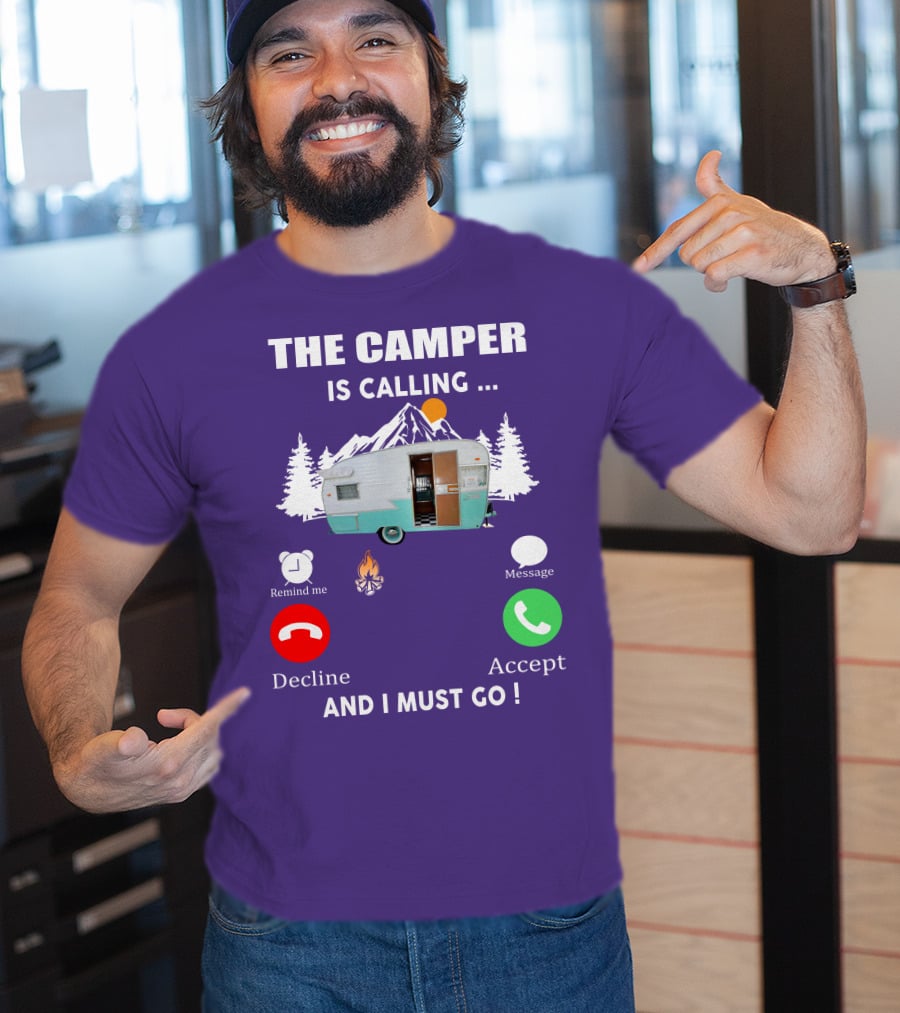 The Camper Is Calling And I Must Go Vintage Shasta Compact Trailers T-Shirt