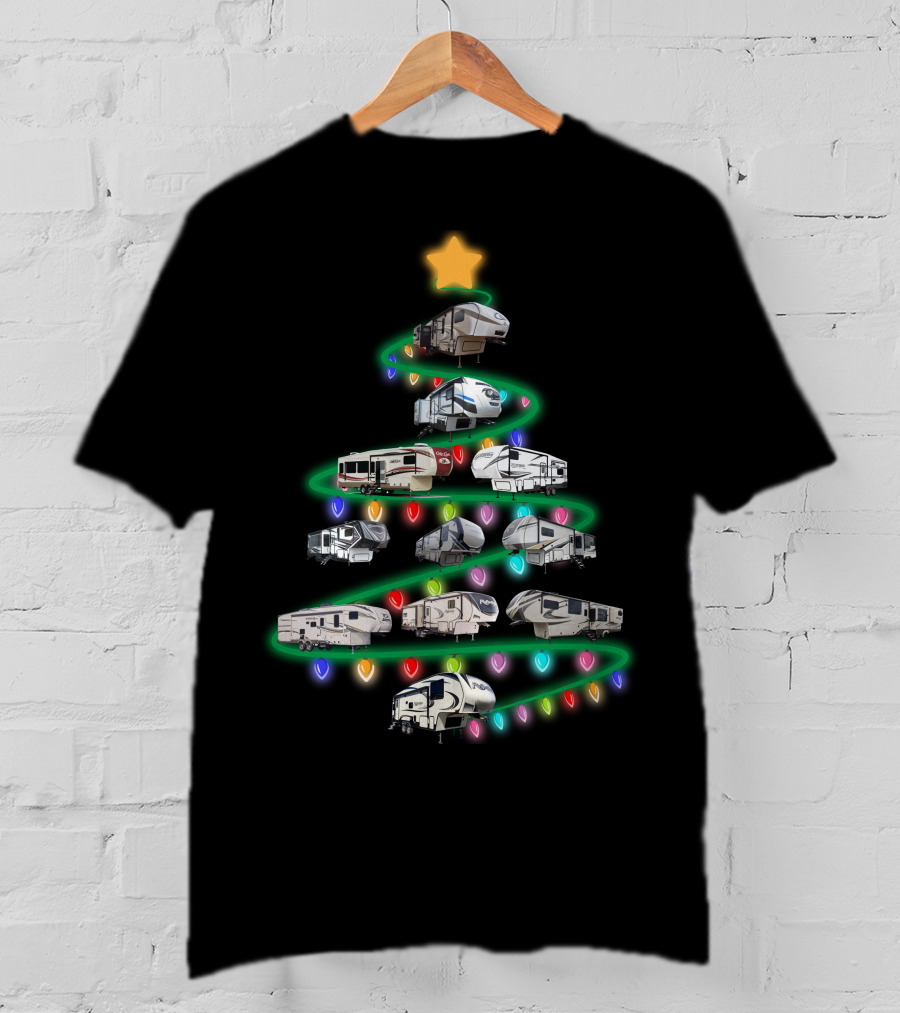 Christmas 5Th Wheel Tree With Lights And Star T-Shirt