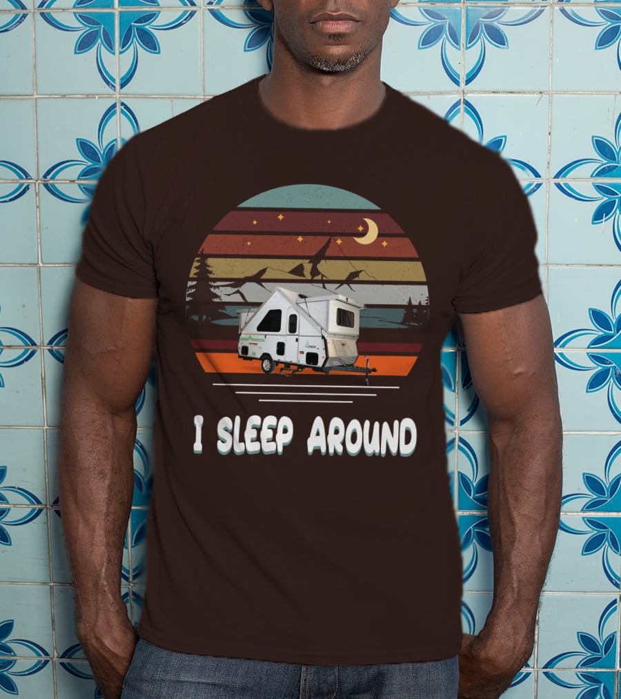 Aliner Camping I Sleep Around Camper Retro Mountain Scenery T-Shirt