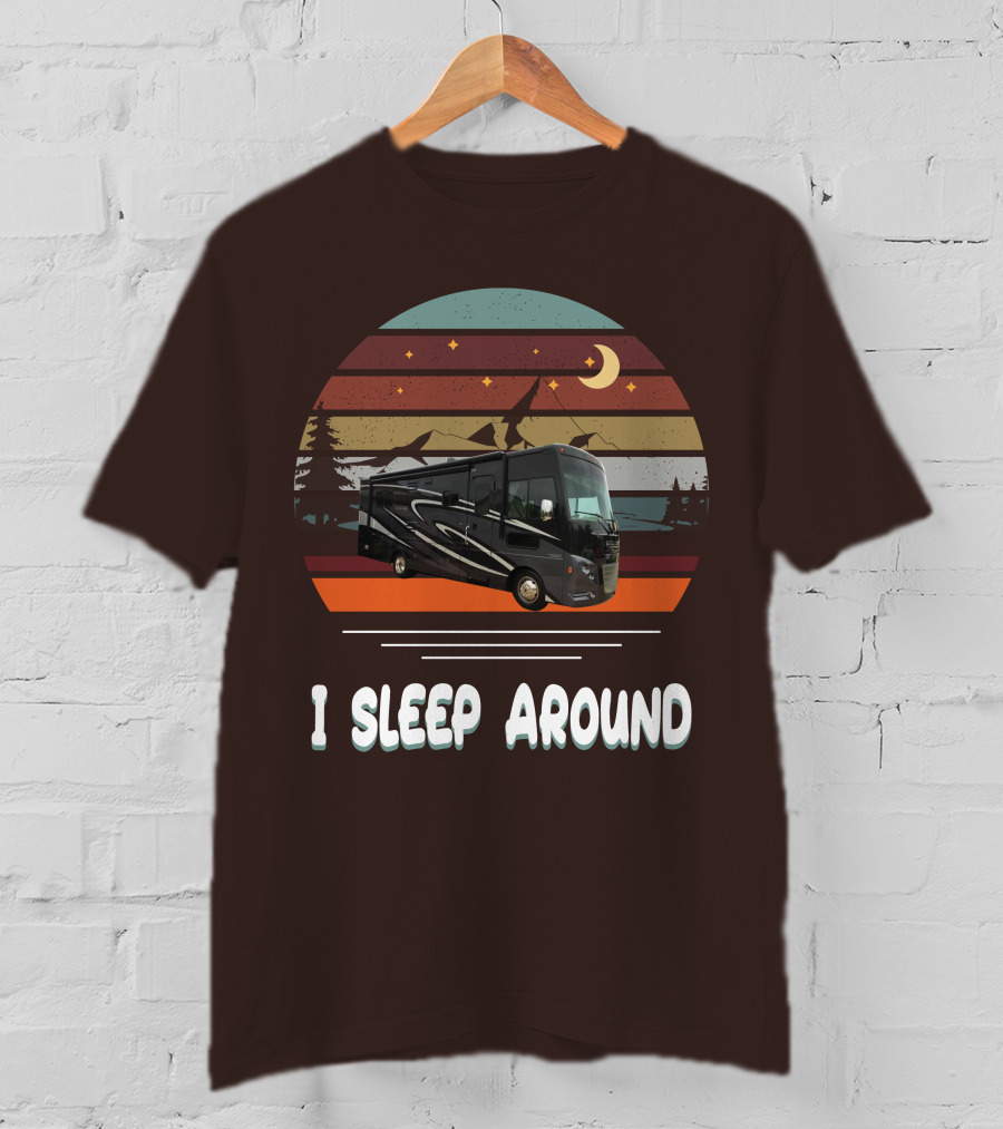 Winnebago Vista LX 27 I Sleep Around Retro Moon Stars Camping T-Shirt