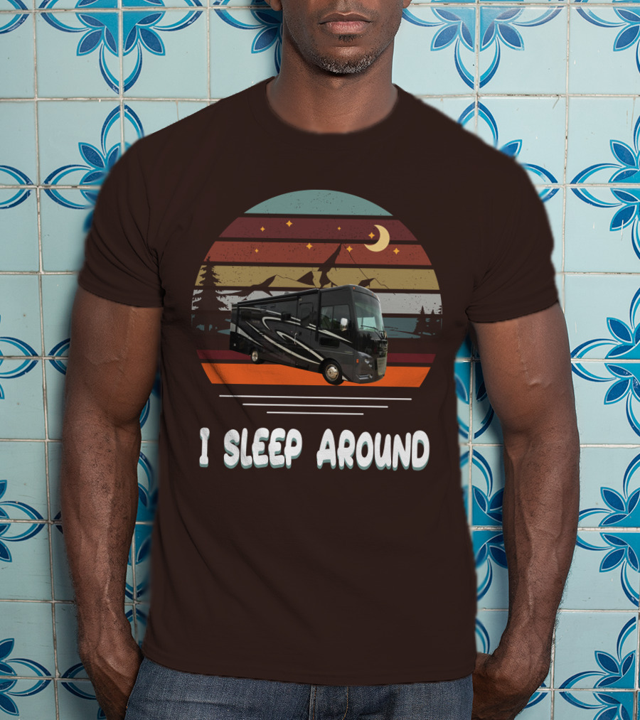 Winnebago Vista LX 27 I Sleep Around Retro Moon Stars Camping T-Shirt