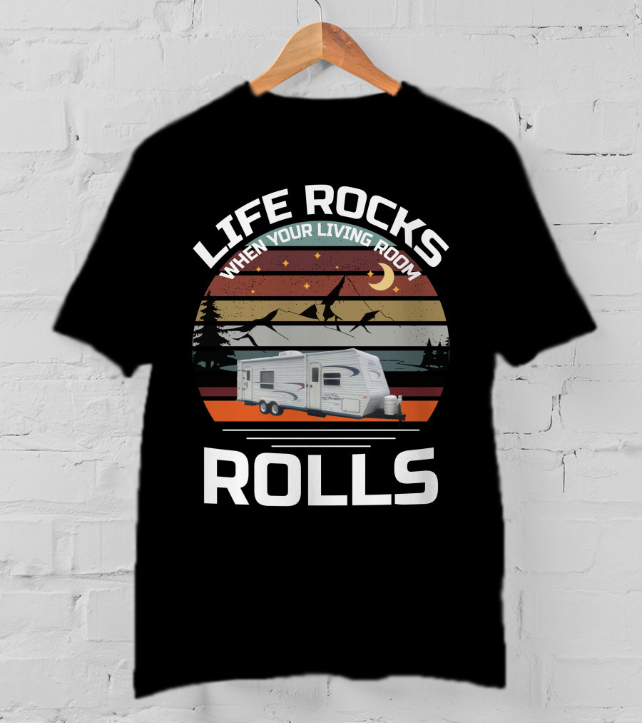 Life Rocks When Your Living Room Rolls Jayco Flight Camper Adventure T-Shirt