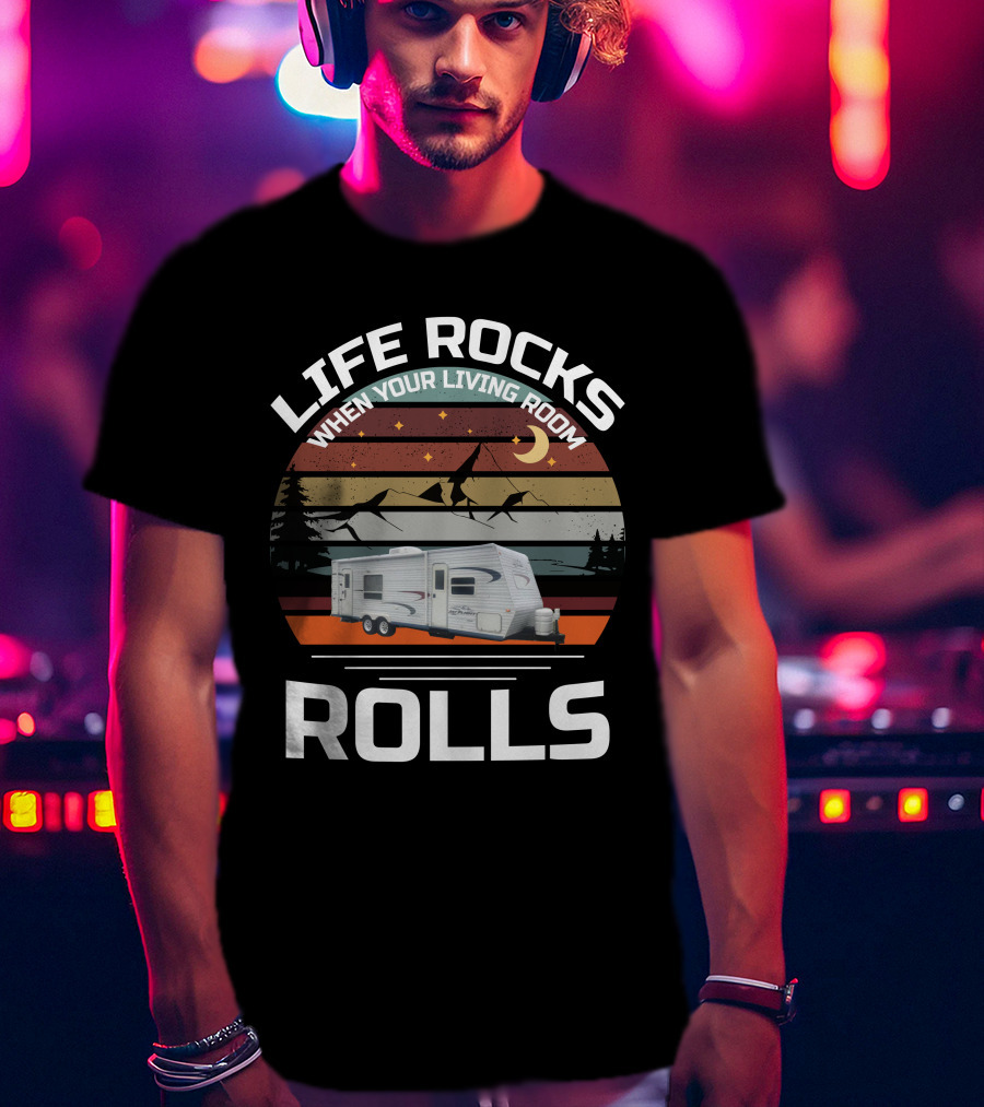 Life Rocks When Your Living Room Rolls Jayco Flight Camper Adventure T-Shirt