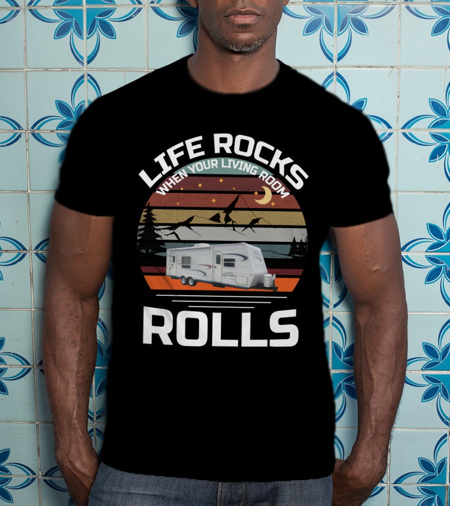 Life Rocks When Your Living Room Rolls Jayco Flight Camper Adventure T-Shirt