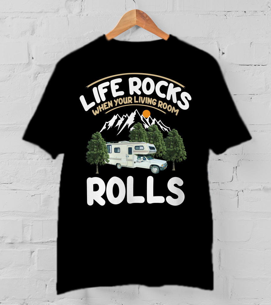 Life Rocks When Your Living Room Rolls 89 Toyota Dolphin Camper Adventure T-Shirt