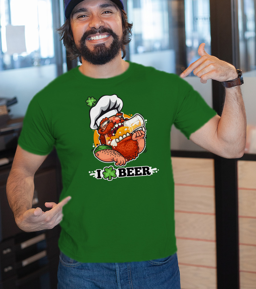 Irish Chef Shamrock I Love Beer T-Shirt