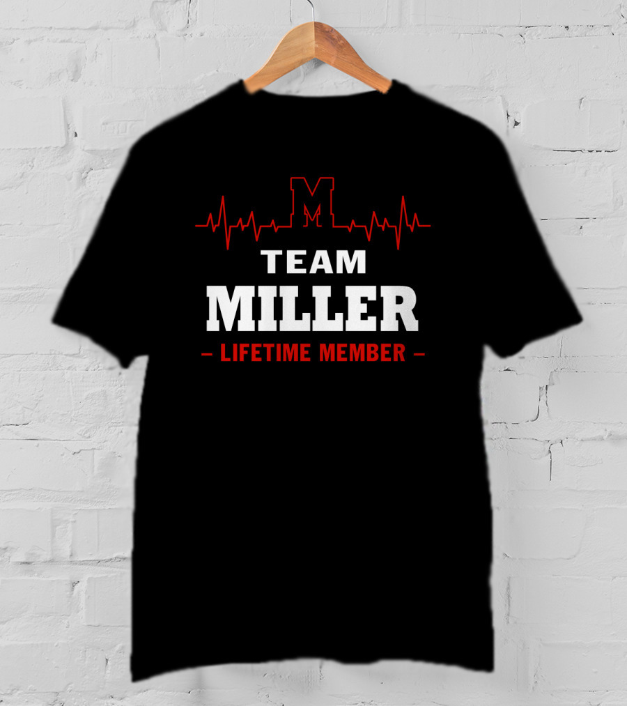 Team Miller Lifetime Member Red Heartbeat Line M T-Shirt