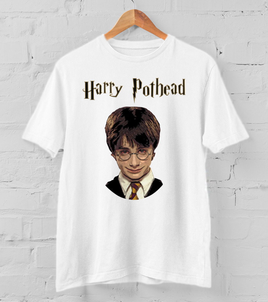 Harry Pothead Wizard Character Parody With Glasses And Lightning Font T-Shirt