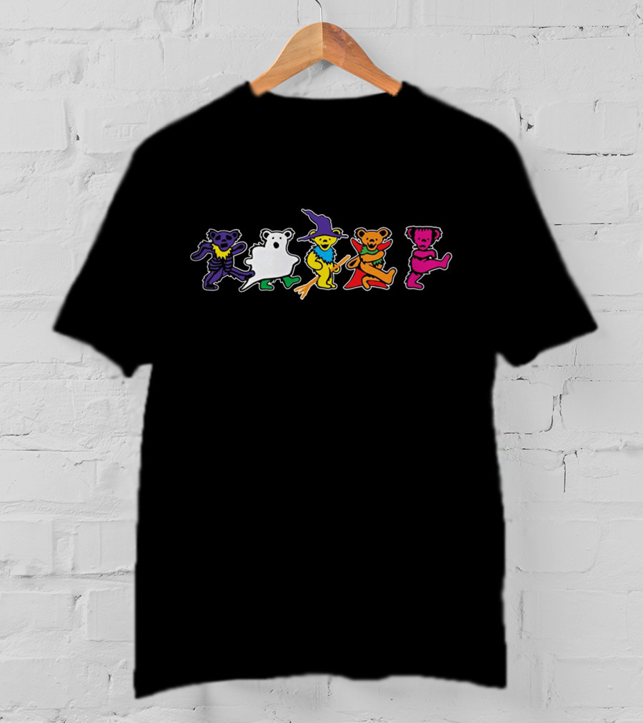 Grateful Dead Halloween Dancing Bears In Costume Ghost Witch Pumpkin T-Shirt