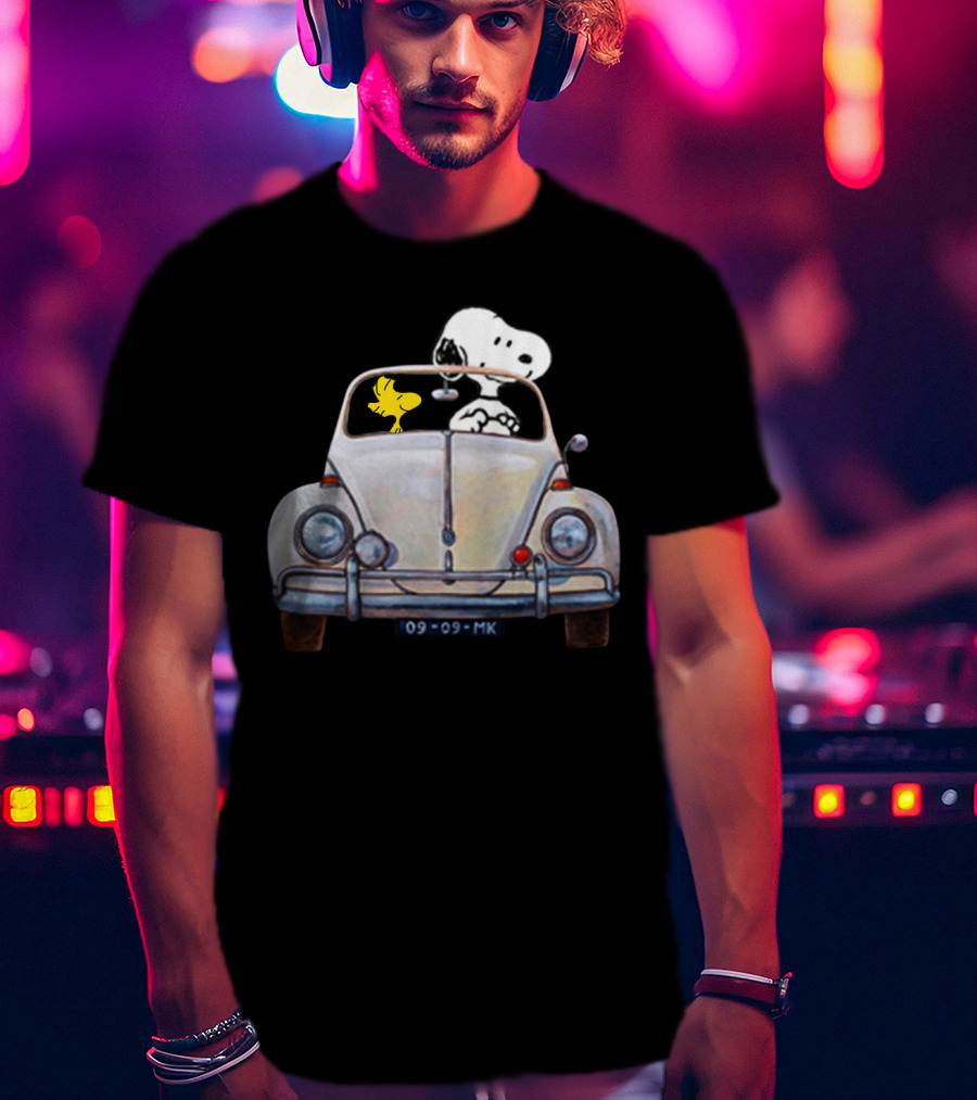 Snoopy And Woodstock 09-09-MK Car Adventure T-Shirt