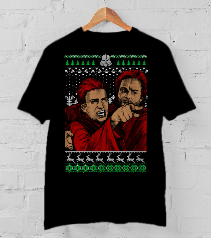 Angry Anakin Pointing With Obi-Wan In Ugly Christmas T-Shirt