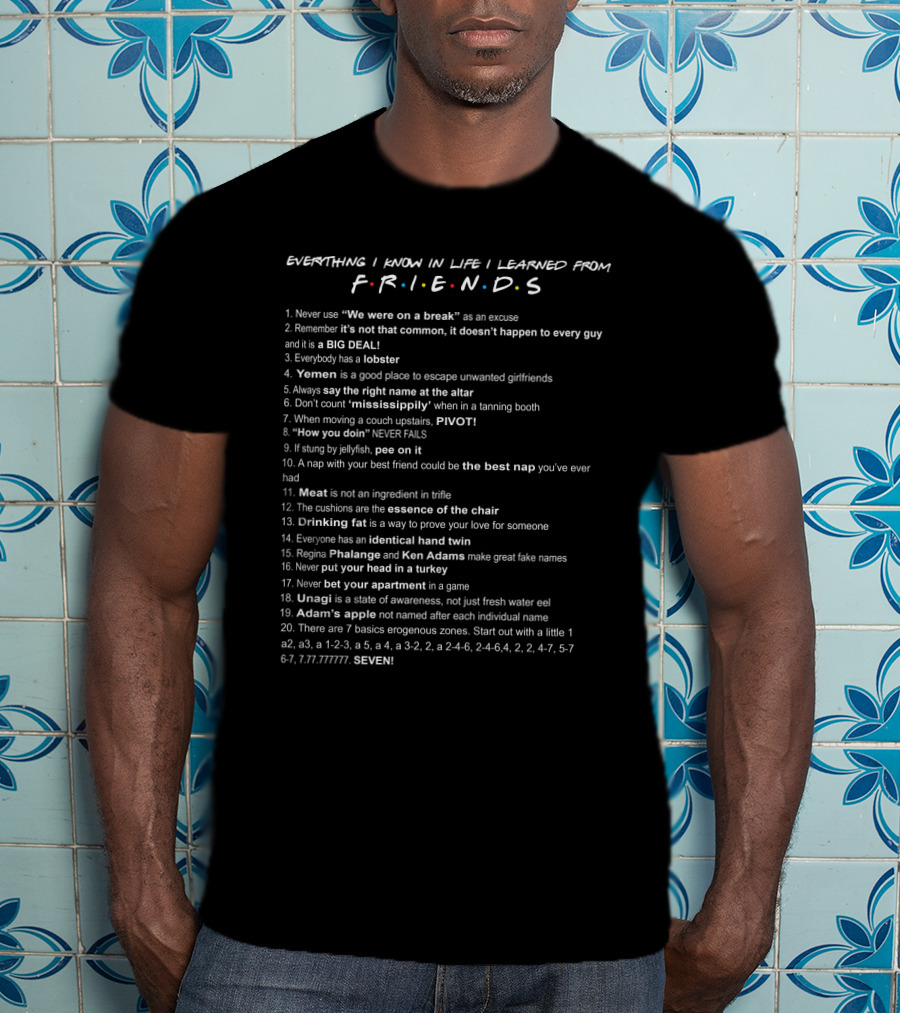Everything I Know In Life Learned From F.R.I.E.N.D.S List Of 20 Iconic Show Lessons And Memorable T-Shirt