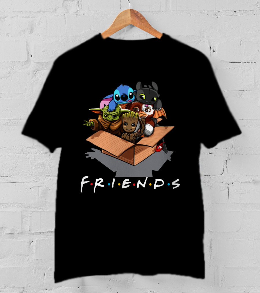 Baby Yoda Gizmo Groot Stitch Toothless Friends Box T-Shirt